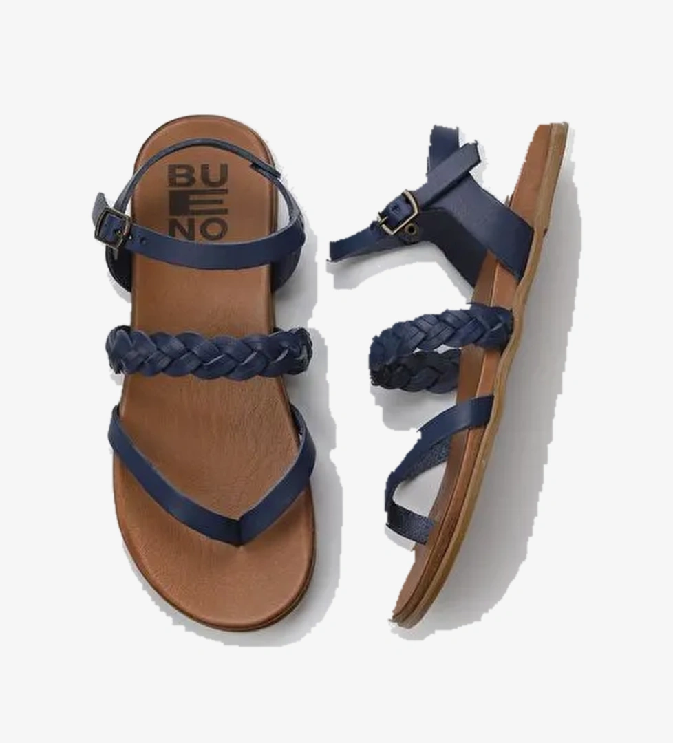 Bueno Shoes Lacivert Koyu Deri Kadın Parmak Arası Sandalet 01wu4201 - Görsel 1