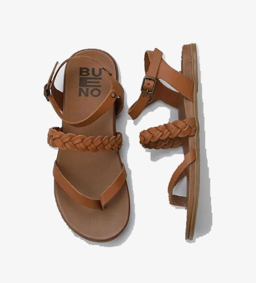 Bueno Shoes Taba Deri Kadın Parmak Arası Sandalet 01wu4201 - Görsel 1