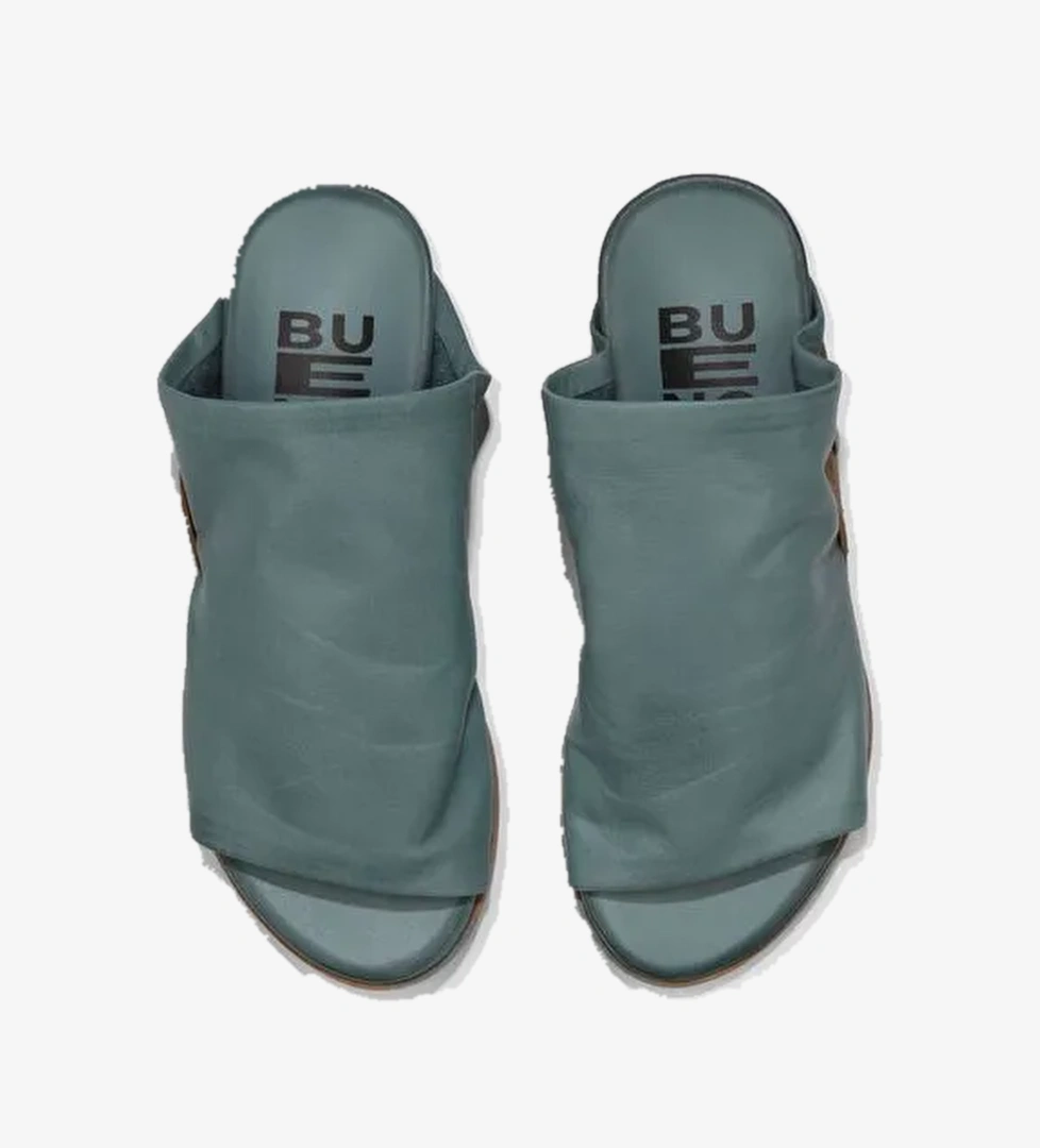 Bueno Shoes Mavi Deri Kadın Düz Terlik 01wu7602 - Görsel 1