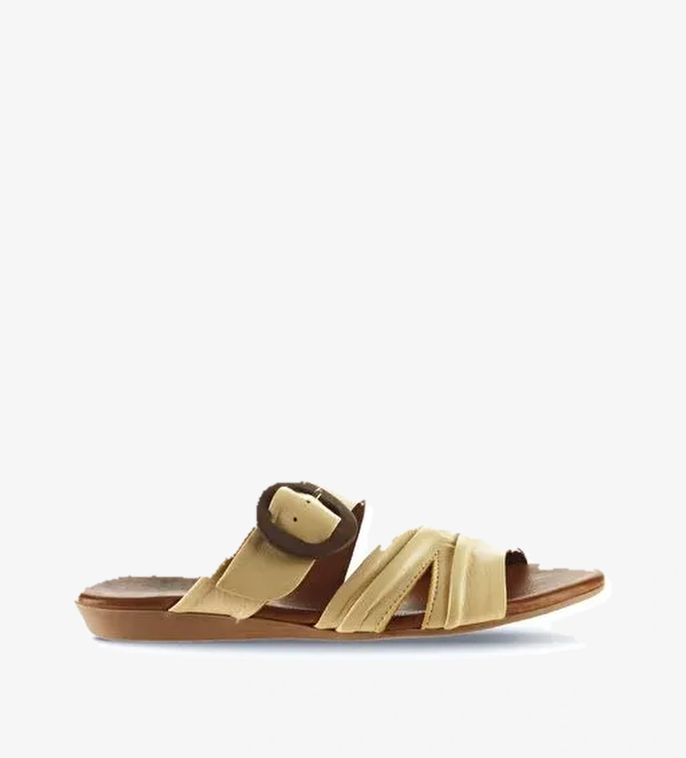 Bueno Shoes Sarı Deri Kadın Düz Terlik 01wu7438 - Görsel 1