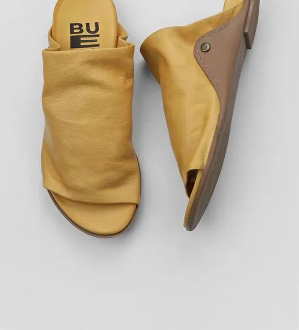 Bueno Shoes Sarı Deri Kadın Düz Terlik 01wu7602 - Görsel 1