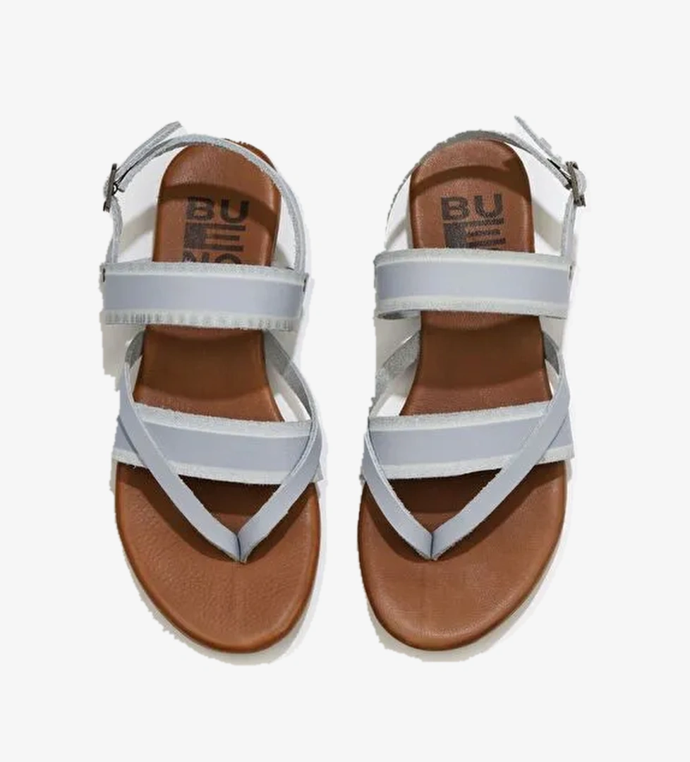 Bueno Shoes Mavi Deri Kadın Sandalet 01wu7423 - Görsel 1