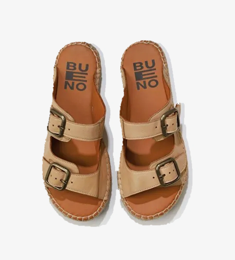 Bueno Shoes Bej Deri Kadın Düz Terlik 01wu2518 - Görsel 1