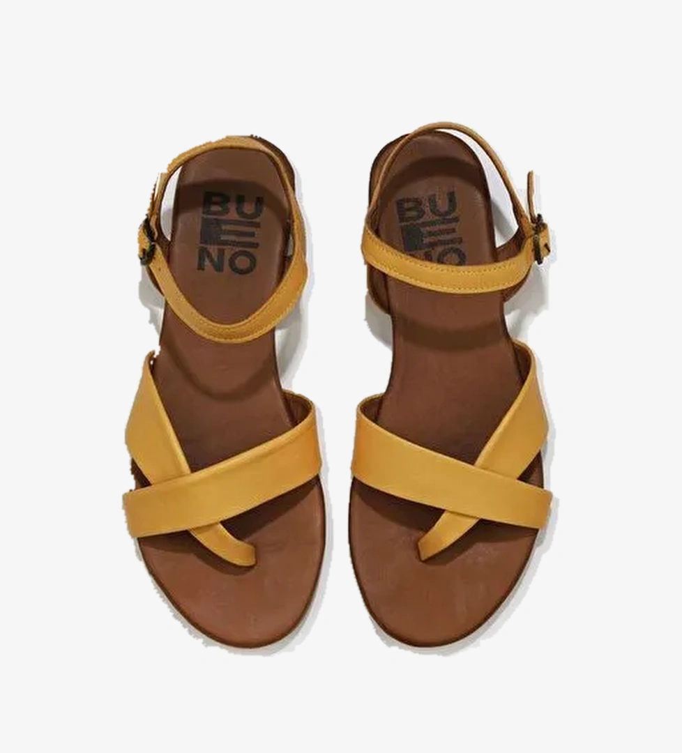 Bueno Shoes Sarı Deri Kadın Sandalet 01wu7419 - Görsel 1