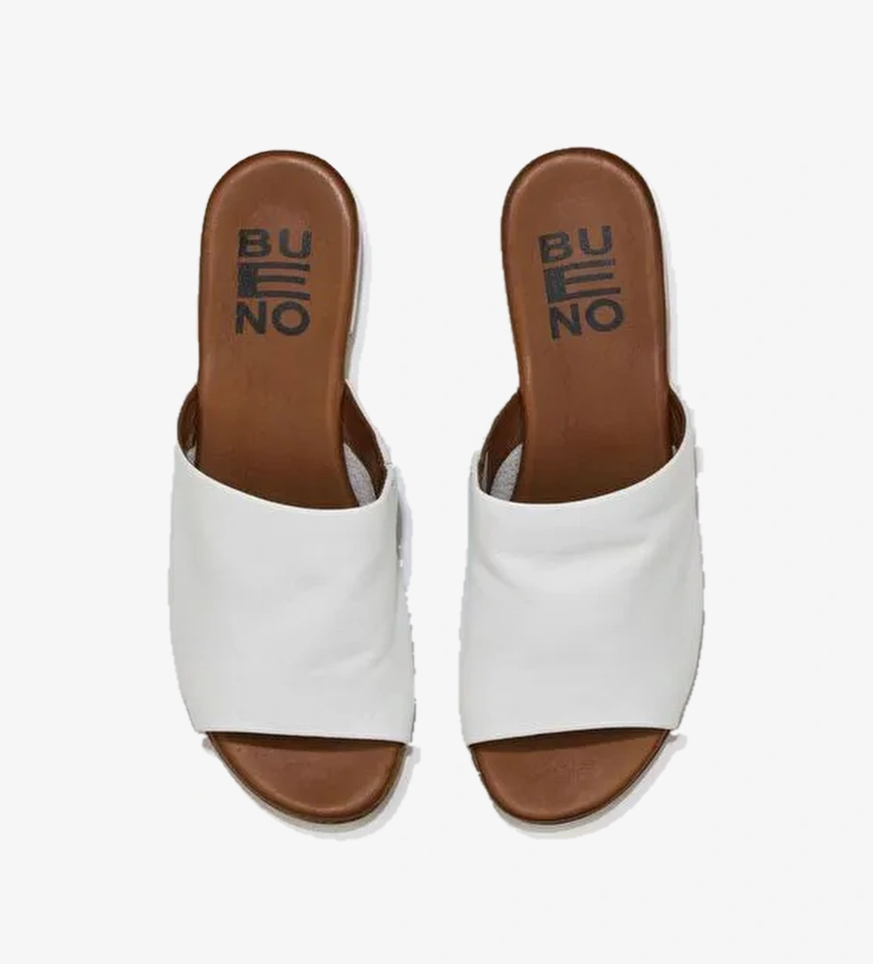 Bueno Shoes Beyaz Deri Kadın Düz Terlik 01wu3100 - Görsel 1
