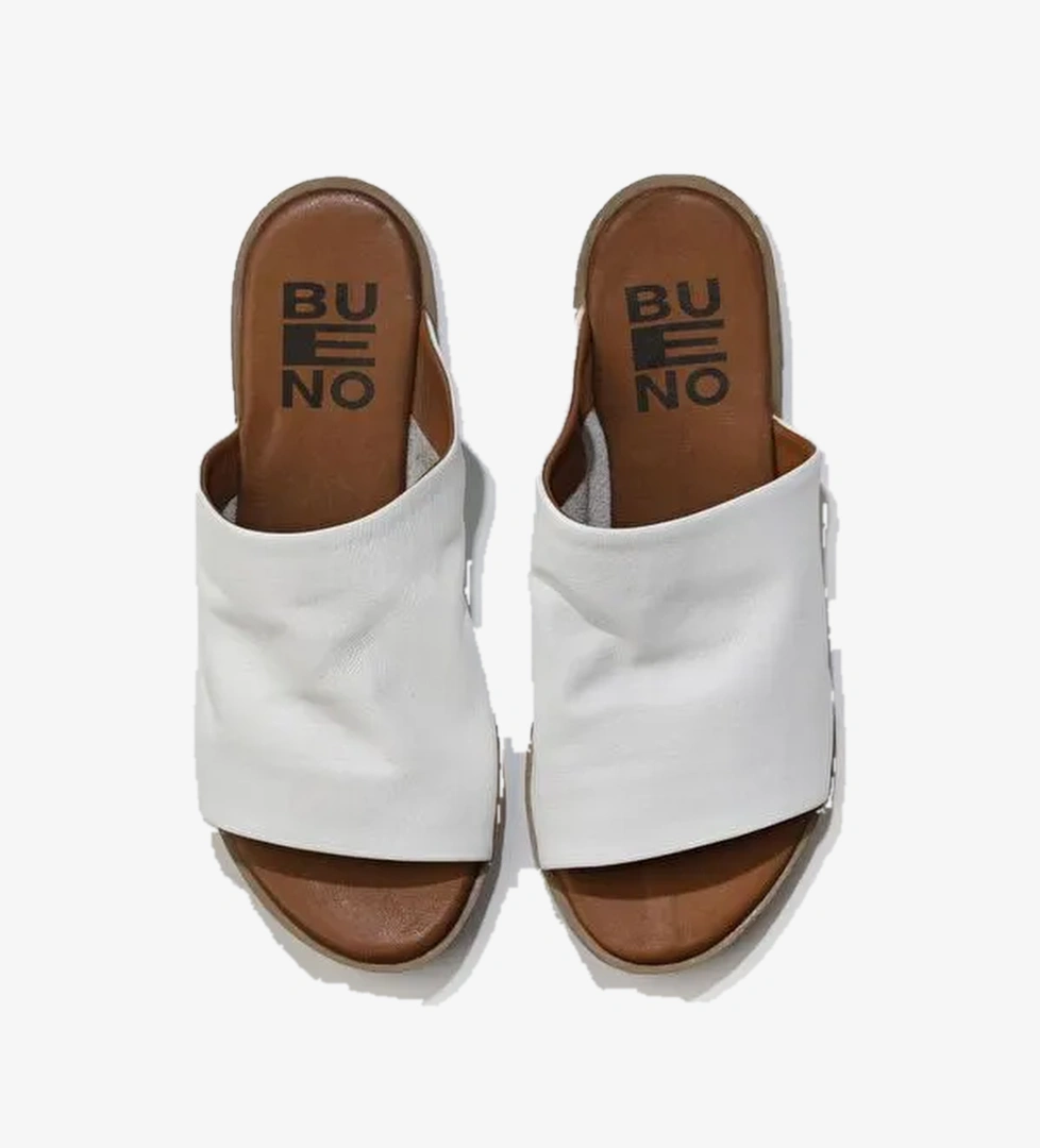 Bueno Shoes Beyaz Deri Kadın Düz Terlik 01wq2009 - Görsel 1
