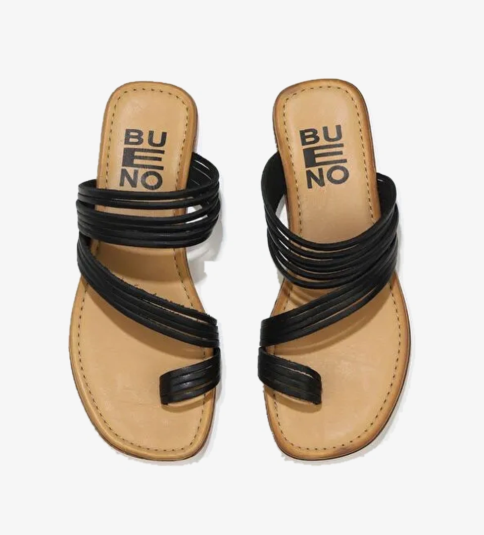 Bueno Shoes Siyah Deri Kadın Parmak Arası Terlik 01wu3418 - Görsel 1