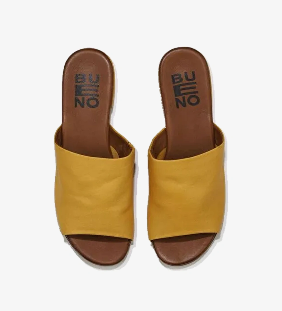 Bueno Shoes Sarı Deri Kadın Düz Terlik 01wu3100 - Görsel 1