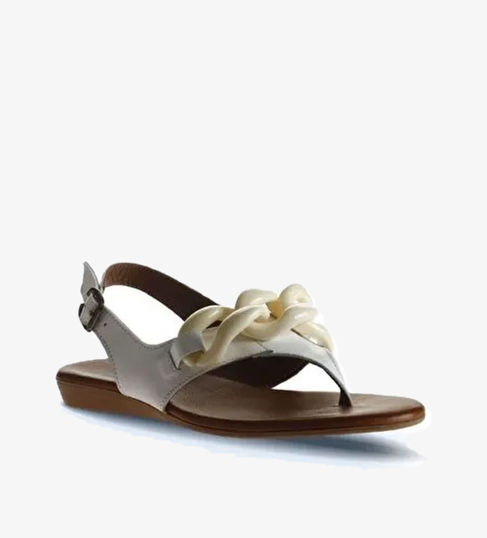 Bueno Shoes Beyaz Deri Kadın Sandalet 01wu7409 - Görsel 1