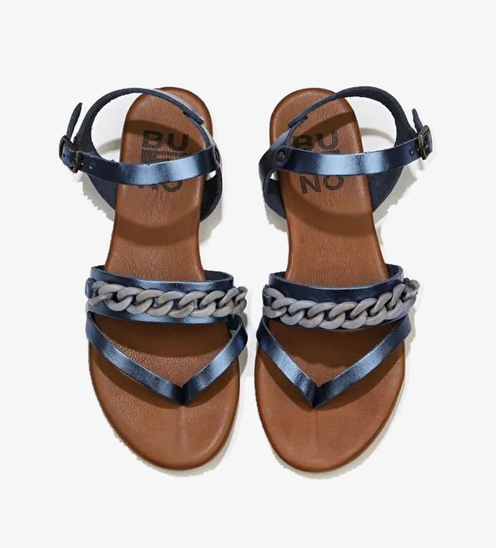 Bueno Shoes Lacivert Parlak Deri Kadın Sandalet 01wu7406 - Görsel 1