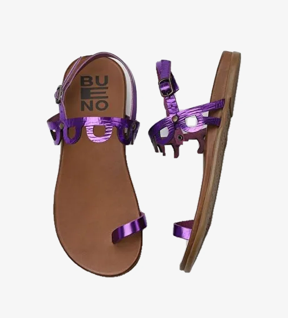Bueno Shoes Mor Parlak Deri Kadın Parmak Arası Sandalet 01wu4227