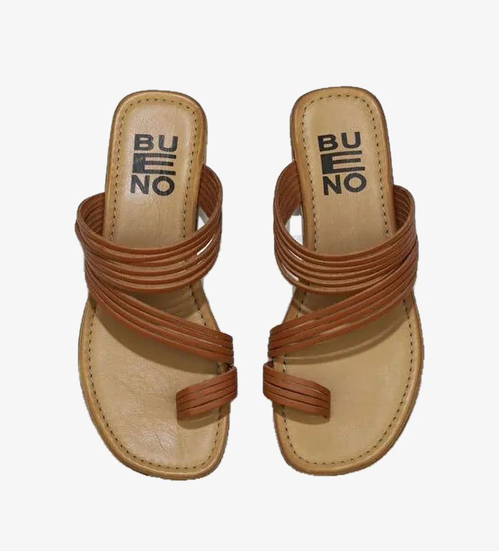 Bueno Shoes Taba Deri Kadın Parmak Arası Terlik 01wu3418