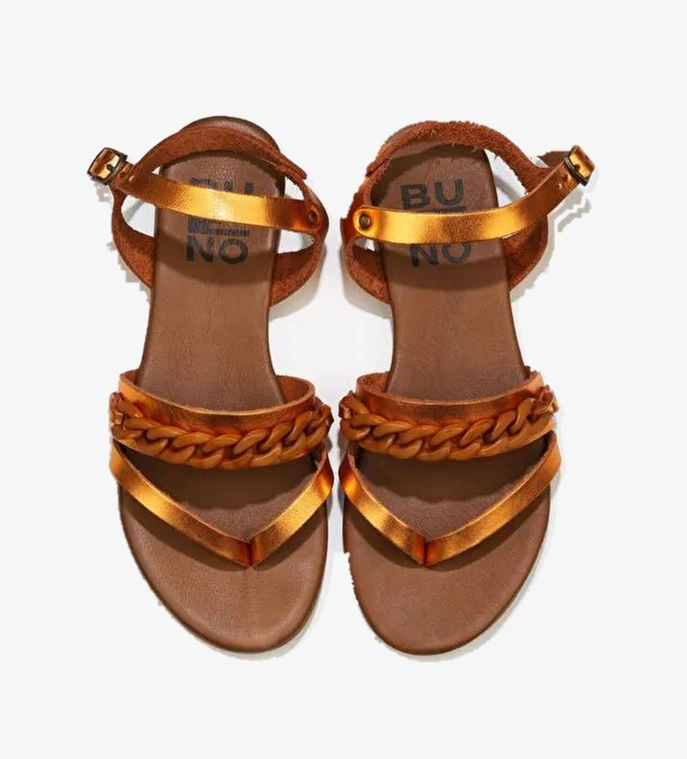 Bueno Shoes Turuncu Parlak Deri Kadın Sandalet 01wu7406 - Görsel 1