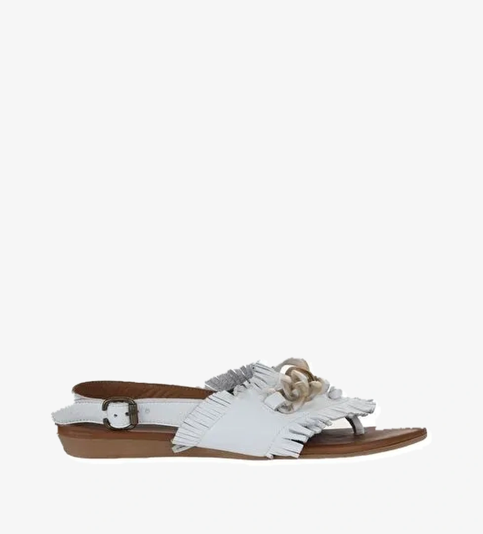 Bueno Shoes Beyaz Deri Kadın Sandalet 01wu7440 - Görsel 1