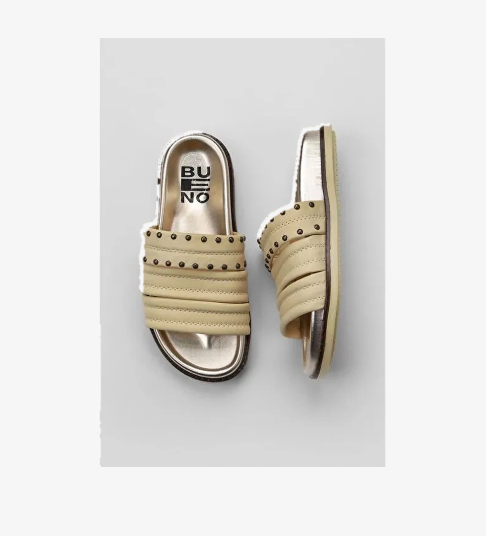 Bueno Shoes Sarı Deri Kadın Düz Terlik 01wu5829 - Görsel 1