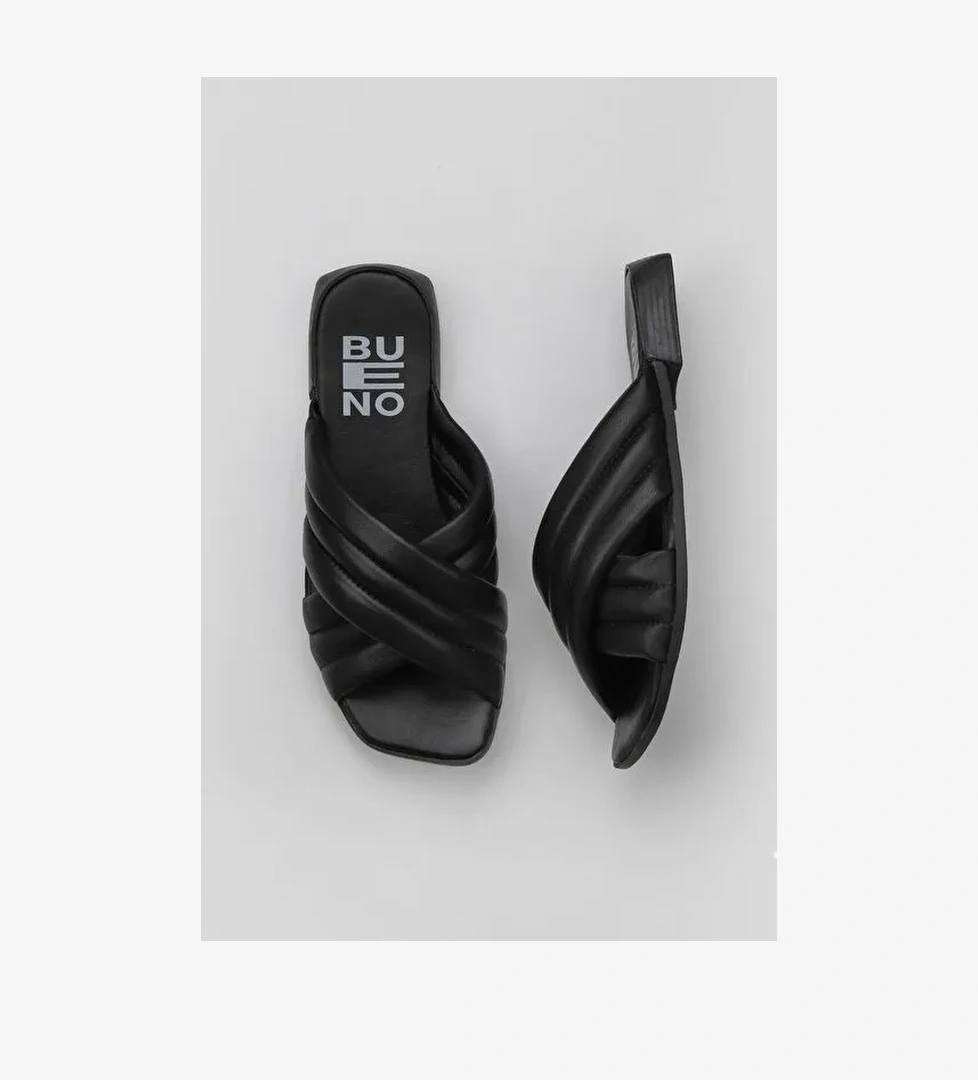 Bueno Shoes Siyah Deri Kadın Düz Terlik 01wu1803 - Görsel 1