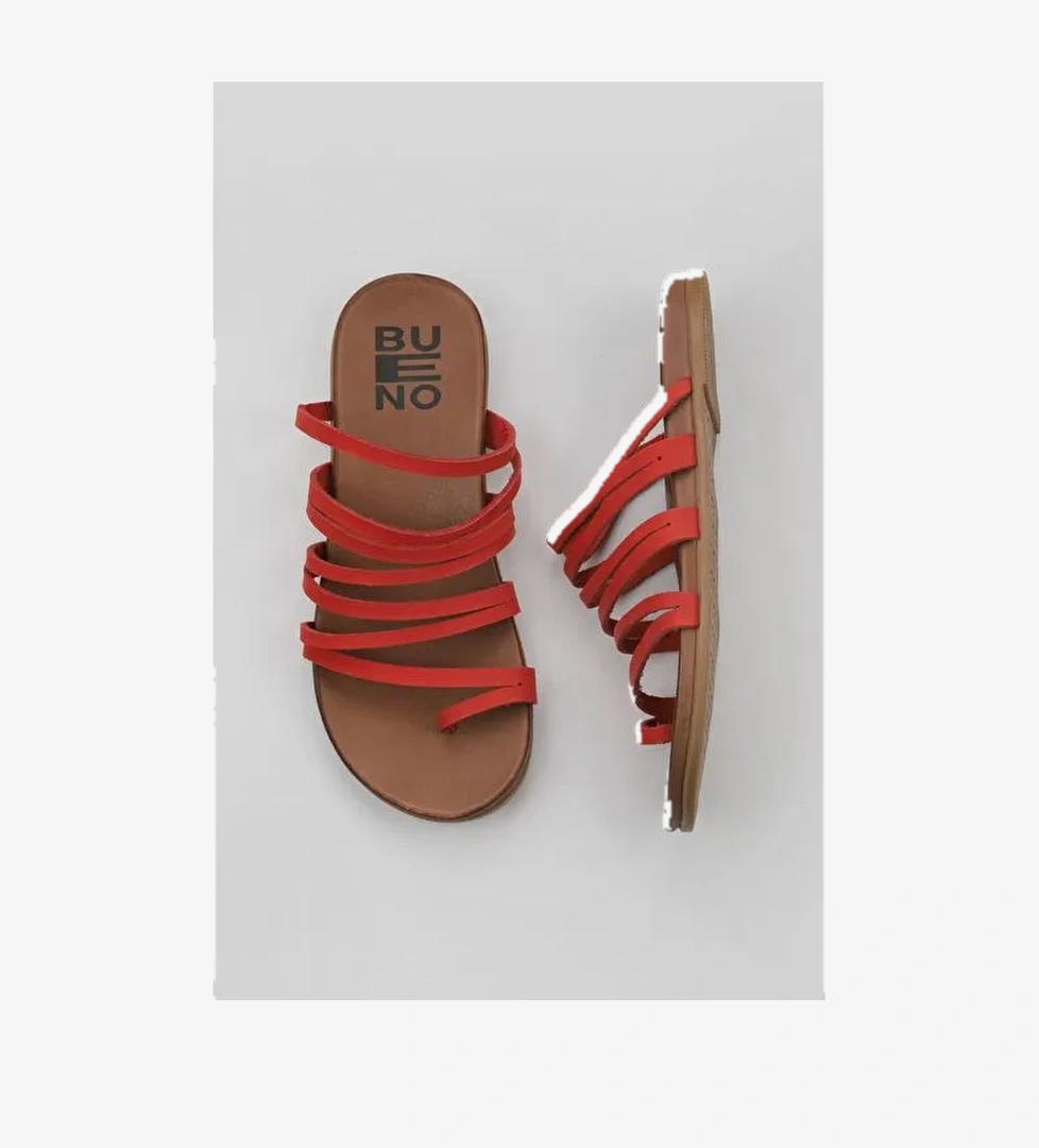 Bueno Shoes Kırmızı Nubuk Kadın Parmak Arası Terlik 01wu4238 - Görsel 1