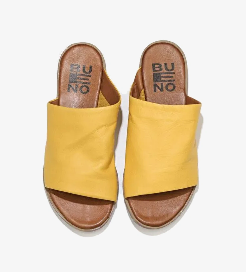 Bueno Shoes Sarı Deri Kadın Düz Terlik 01wq2009 - Görsel 1