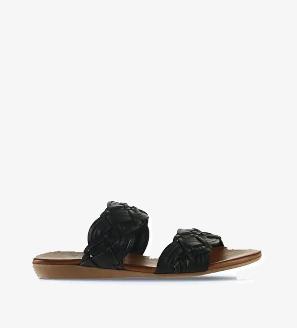 Bueno Shoes Siyah Deri Kadın Düz Terlik 01wu7452 - Görsel 1