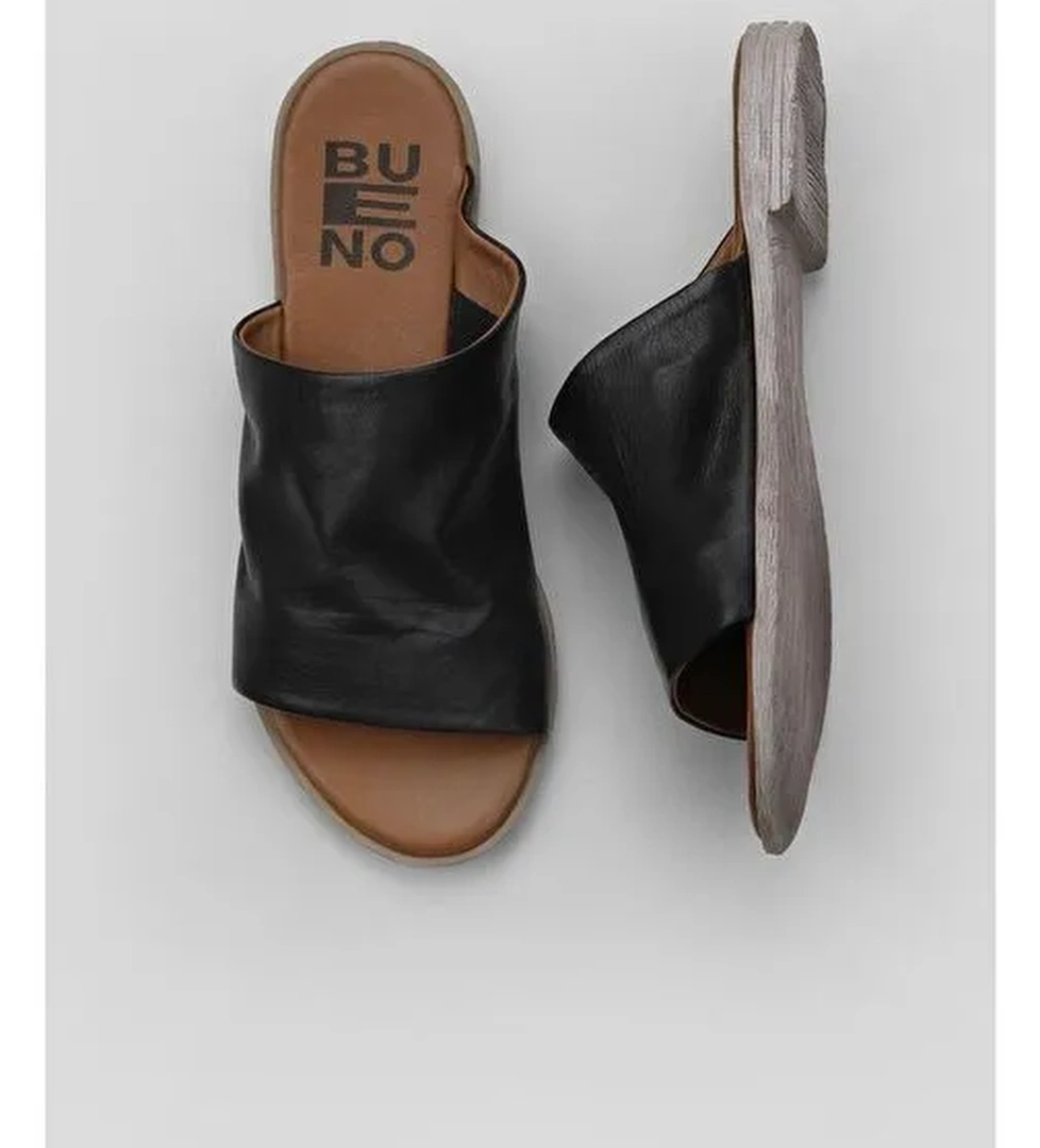 Bueno Shoes Siyah Deri Kadın Düz Terlik 01wq2009 - Görsel 1
