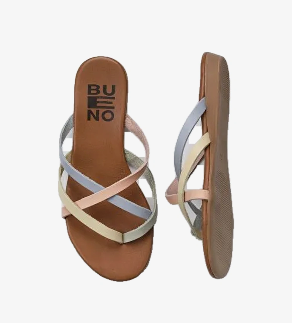 Bueno Shoes Haki Multi Deri Kadın Parmak Arası Terlik 01wu7458