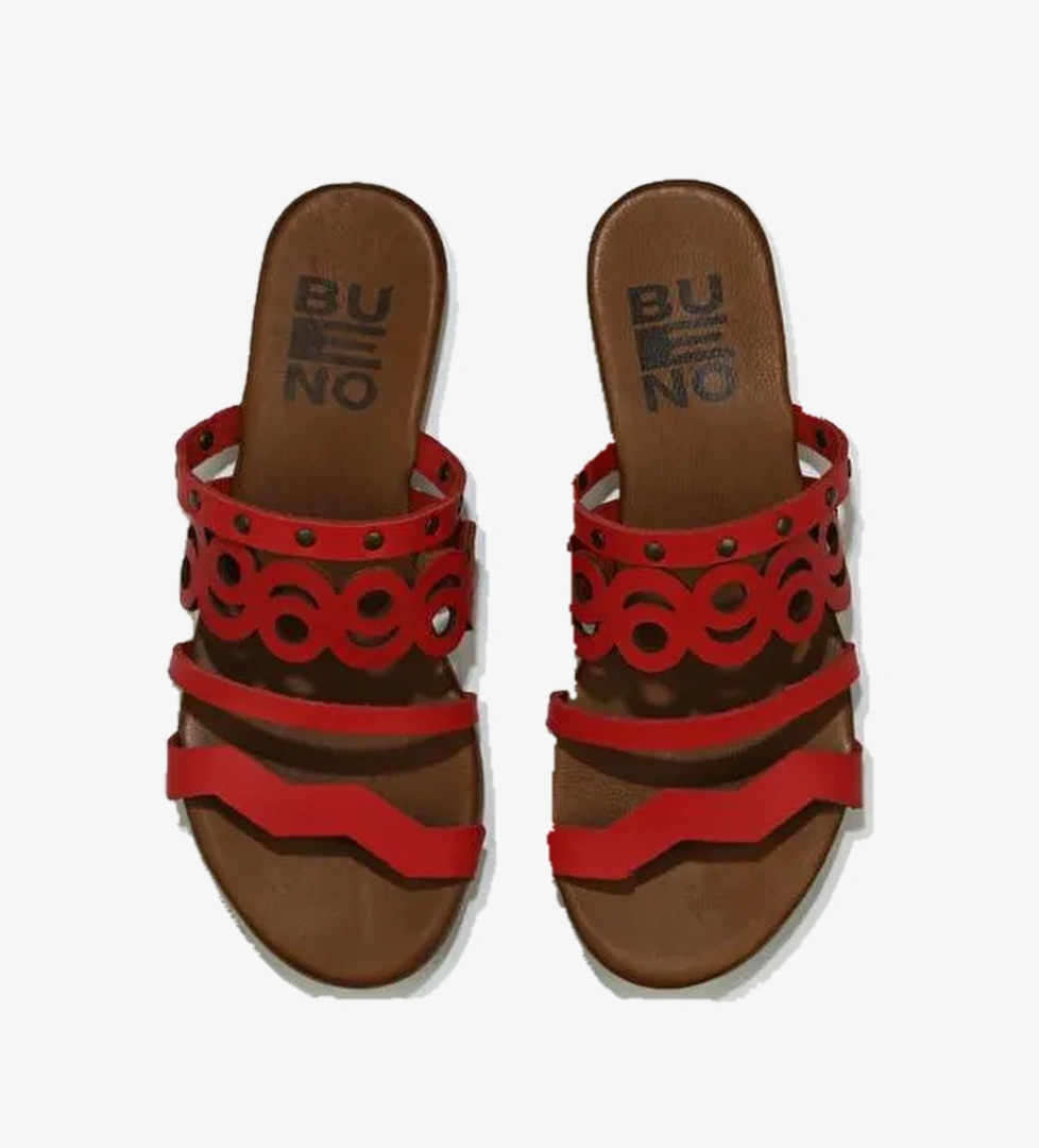 Bueno Shoes Kırmızı Deri Kadın Düz Terlik 01wu7445