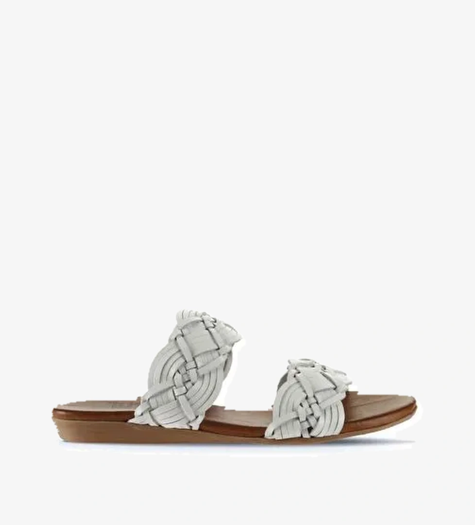 Bueno Shoes Beyaz Deri Kadın Düz Terlik 01wu7452 - Görsel 1