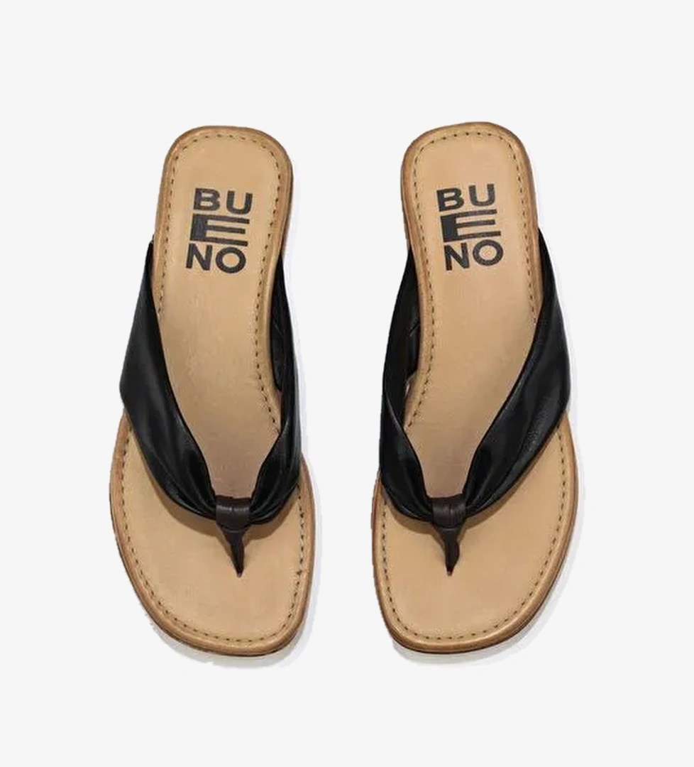 Bueno Shoes Siyah Deri Kadın Parmak Arası Terlik 01wu3400 - Görsel 1