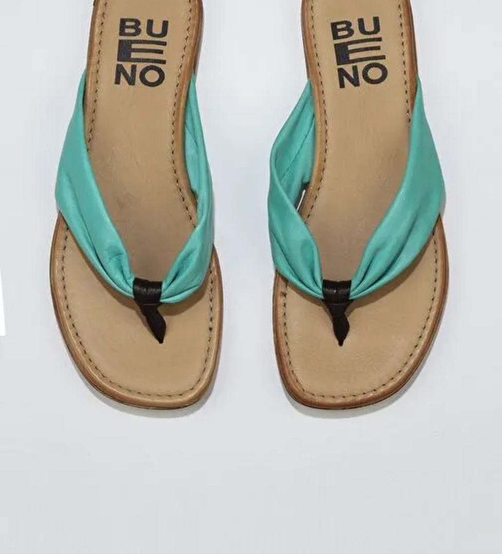 Bueno Shoes Yeşil Deri Kadın Parmak Arası Terlik 01wu3400 - Görsel 1