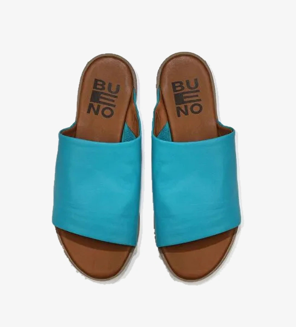 Bueno Shoes Turkuaz Deri Kadın Düz Terlik 01wq2009 - Görsel 1