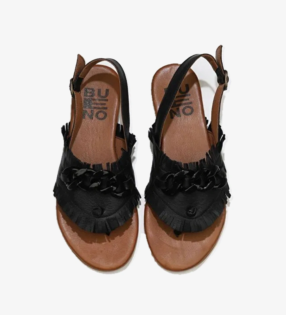Bueno Shoes Siyah Khv-bej Deri Kadın Sandalet 01wu7440 - Görsel 1