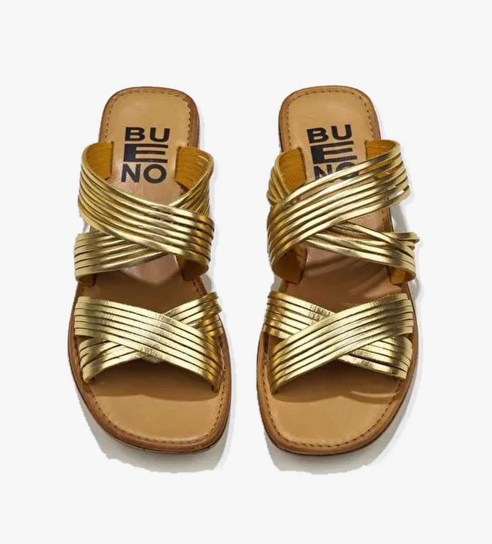 Bueno Shoes Sarı Parlak Deri Kadın Düz Terlik 01wu3422 - Görsel 1
