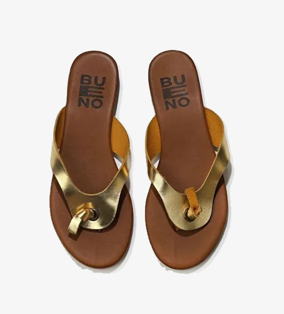 Bueno Shoes Sarı Parlak Deri Kadın Parmak Arası Terlik 01wu7446 - Görsel 1