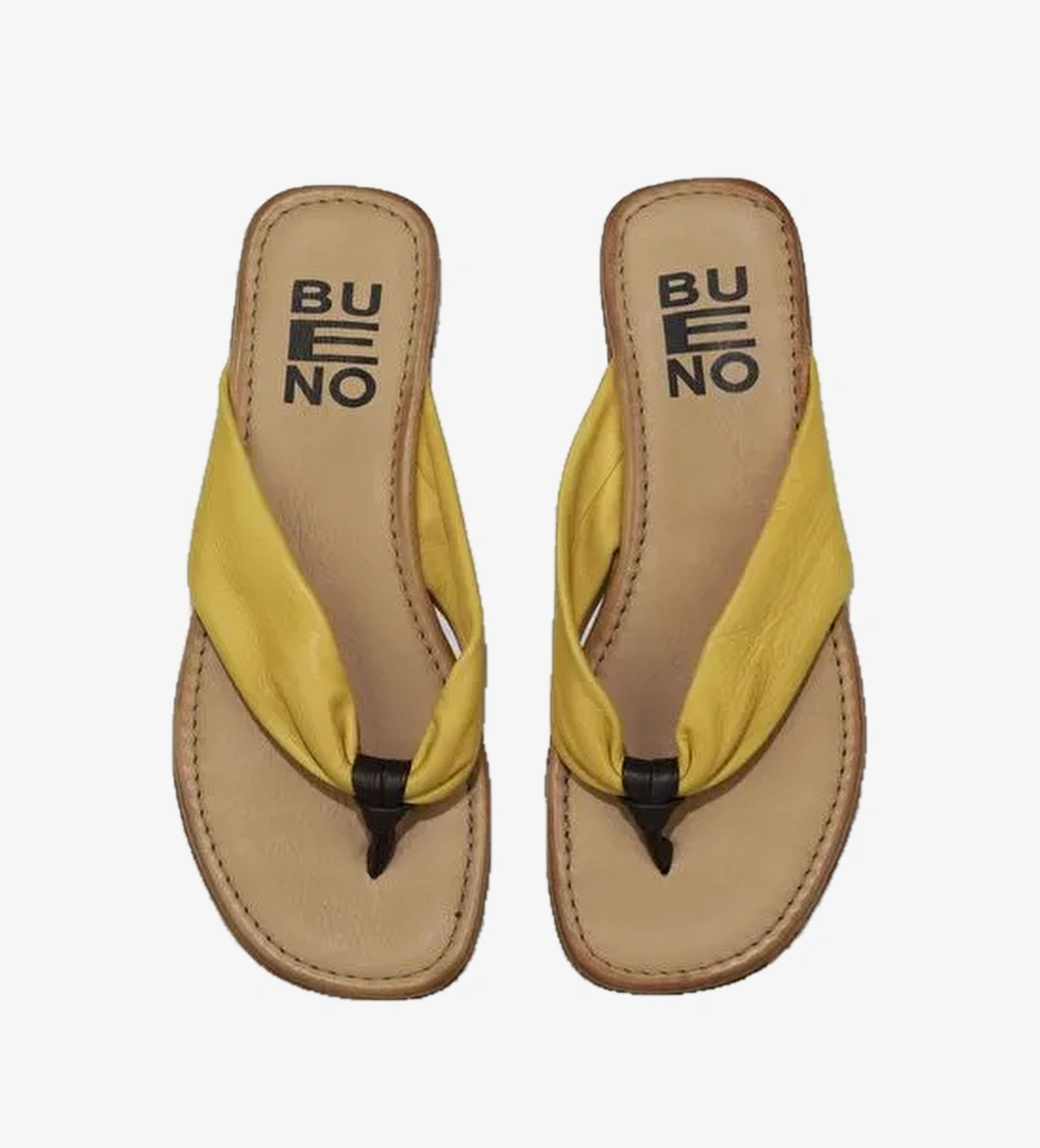 Bueno Shoes Sarı Deri Kadın Parmak Arası Terlik 01wu3400