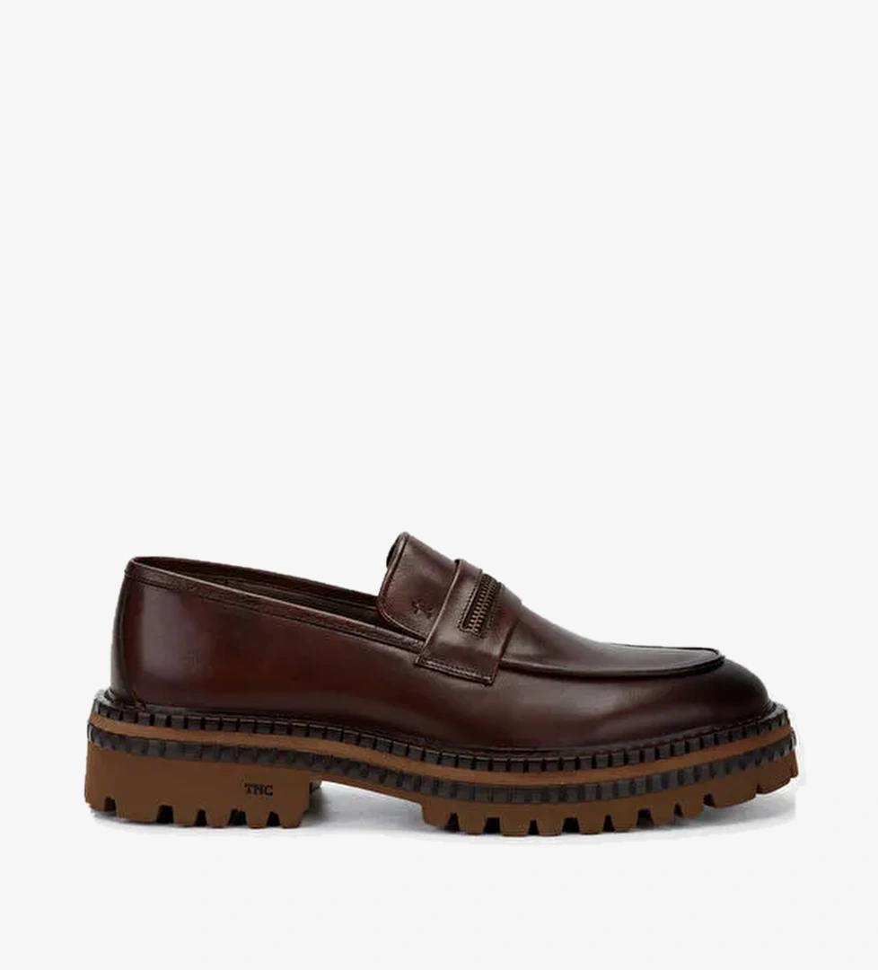 Tamer Tanca Erkek Hakiki Deri Kahverengi Loafer Ayakkabı - Görsel 1