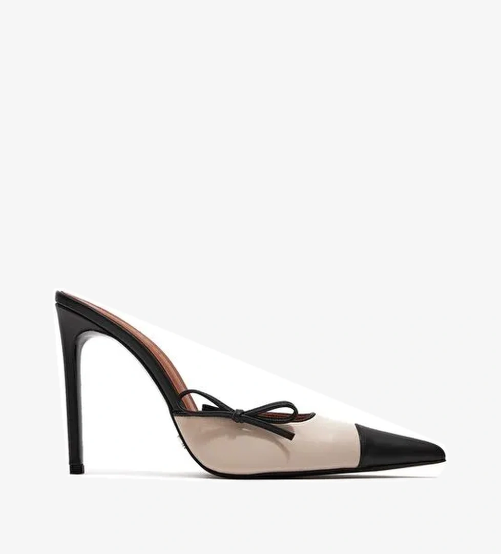 Jabotter Siyah-Bej Kadın Deri Topuklu Terlik JAB4545 / 2120K - Görsel 1