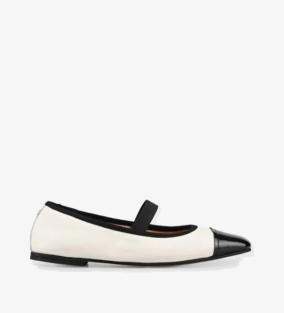 Ekru Deri Kadın Babet - Görsel 1