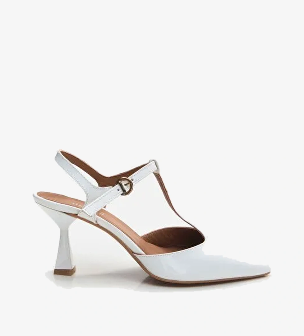 Hakiki Deri Beyaz Kadın Stiletto - Görsel 1