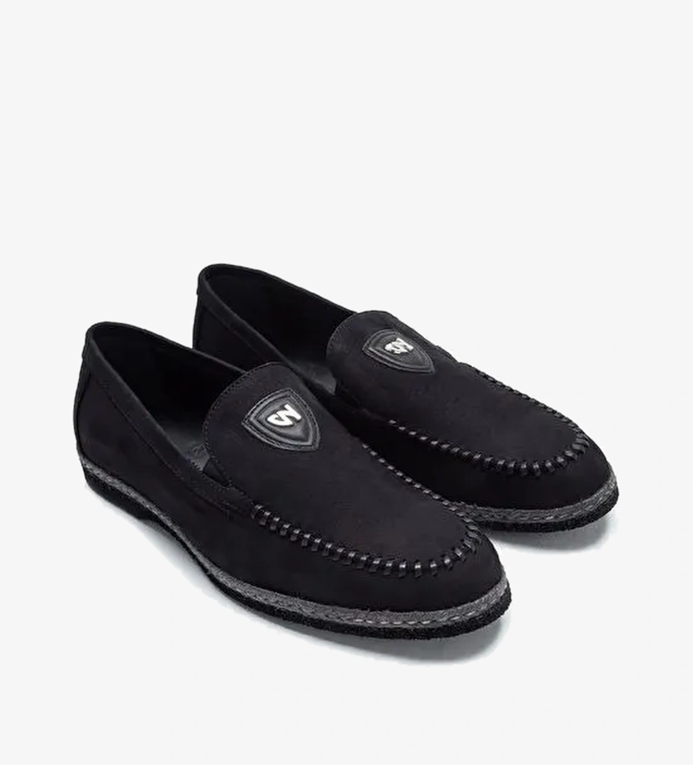 Giampiero Nicola Stephan Erkek Siyah Nubuk Hakiki Deri Loafer Ayakkabı - Görsel 1