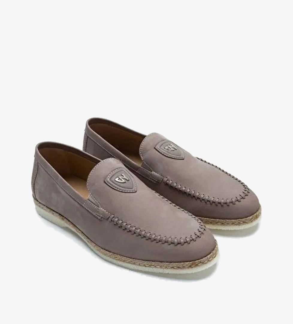 Giampiero Nicola Stephan Erkek Bej Nubuk Hakiki Deri Loafer Ayakkabı - Görsel 1