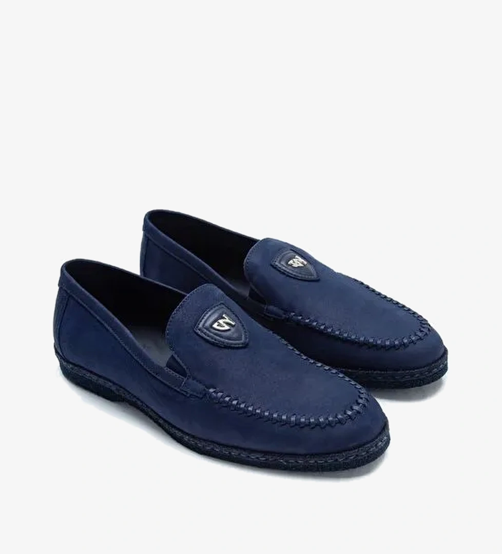 Giampiero Nicola Stephan Erkek Lacivert Nubuk Hakiki Deri Loafer Ayakkabı - Görsel 1