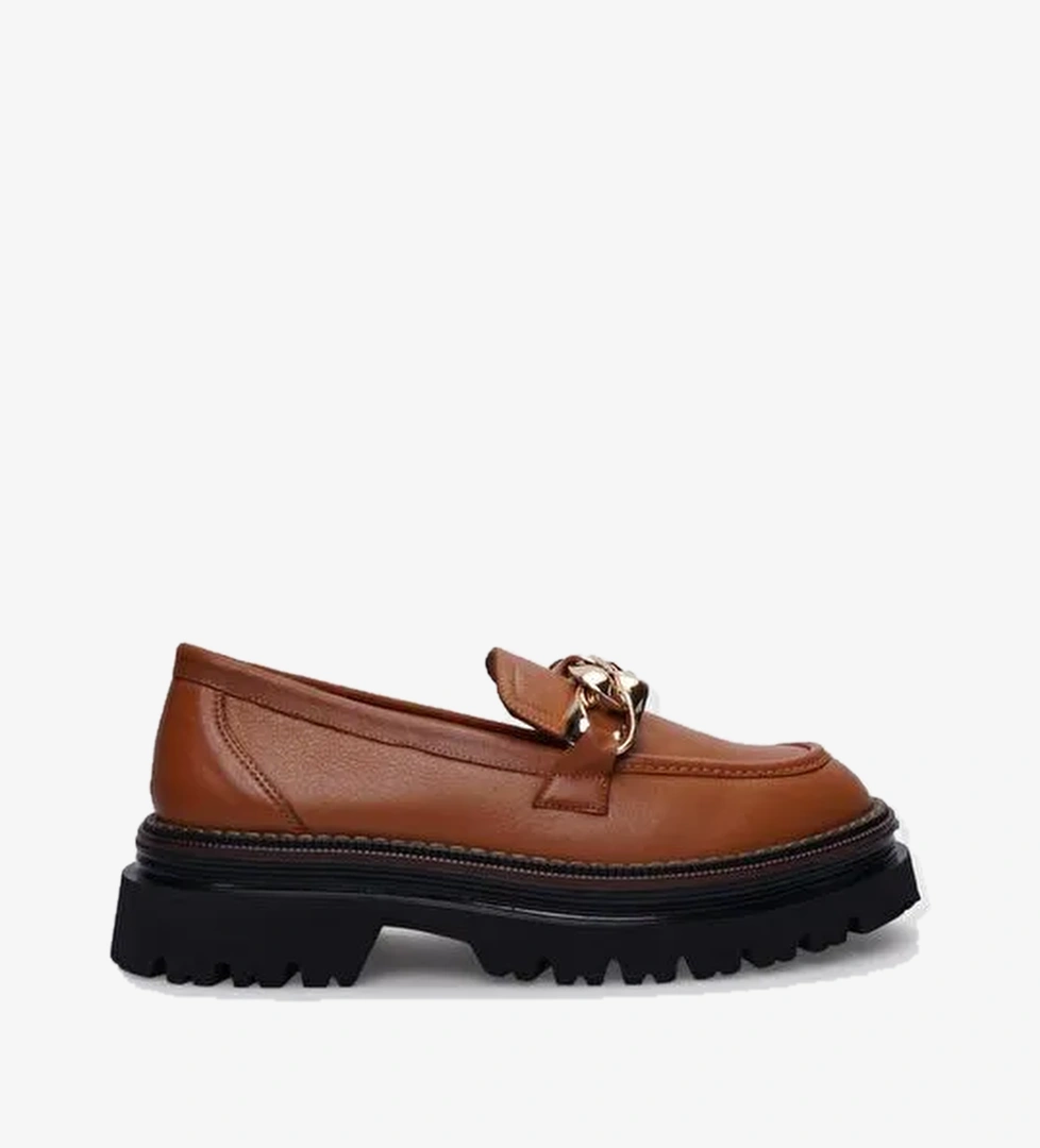 %100 Hakiki Deri Taba Tokalı Kadın Günlük Ayakkabı - Görsel 1