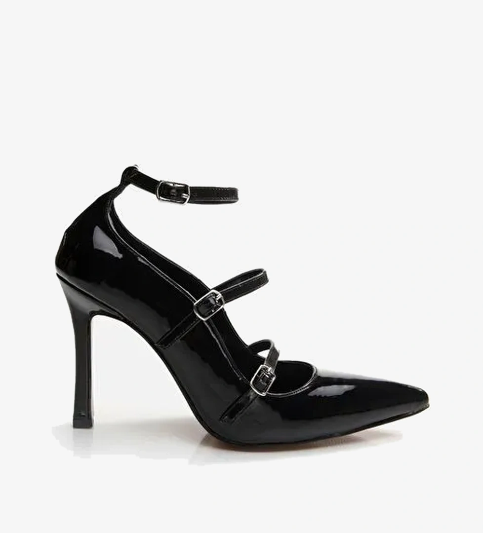 Hotiç Siyah Kadın Rugan Topuklu Ayakkabı 01AYH294970A100 - Görsel 1