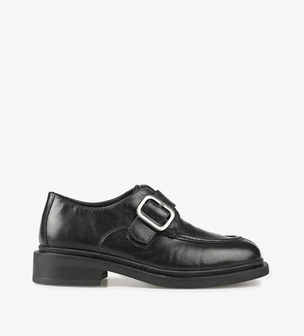 Elle Siyah Kadın Deri Günlük Ayakkabı UMBASTO - Görsel 1