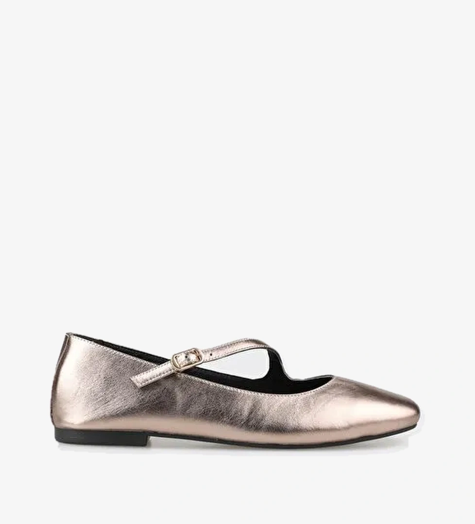 Bronz Deri Kadın Günlük Ayakkabı - Görsel 1