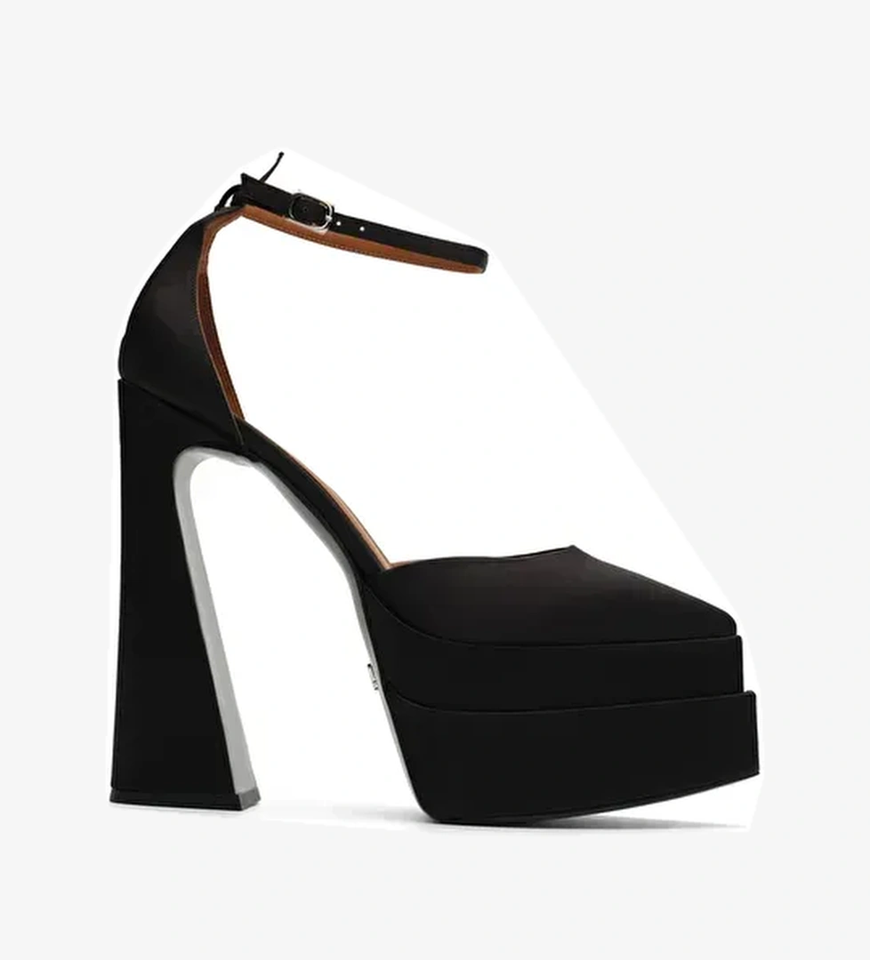 Jabotter Beyaz Kadın Saten Platform Topuklu Ayakkabı JAB4251 / 2063K - Görsel 1