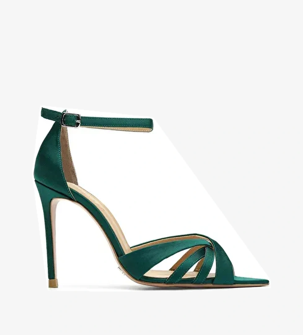 Jabotter Violine Saten 10 Cm Topuklu Ayakkabı - Görsel 1