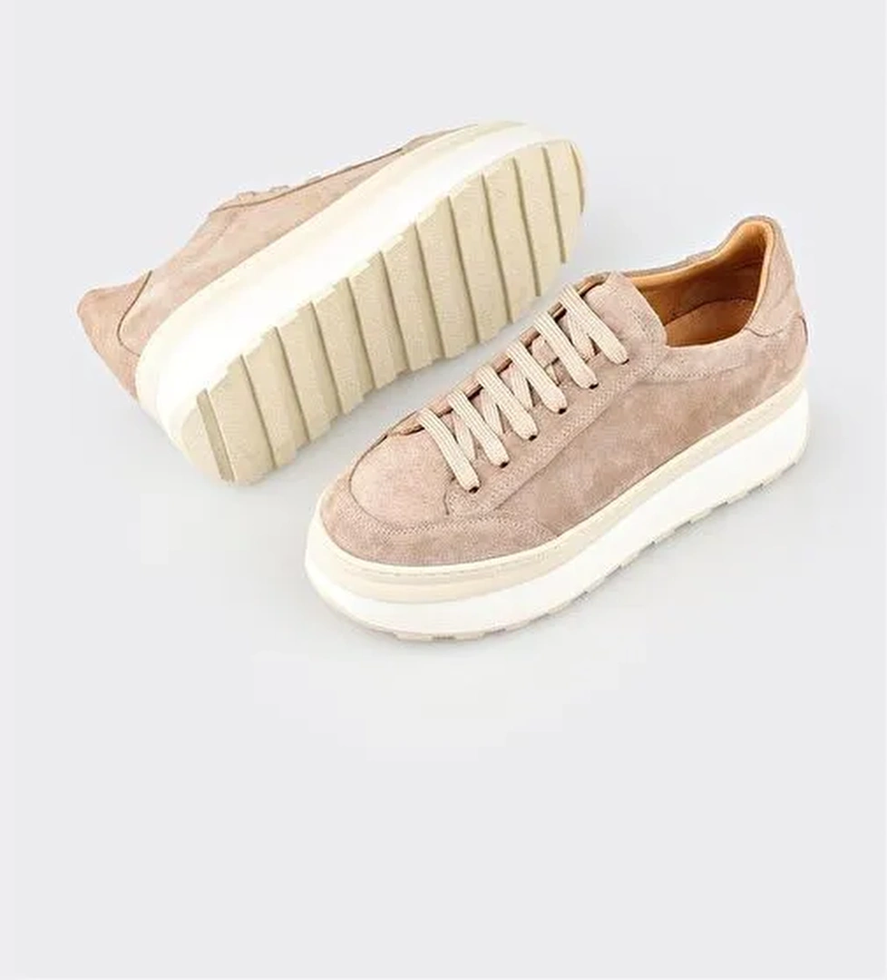 Vizon Deri Kadın Spor Ayakkabı - Görsel 1