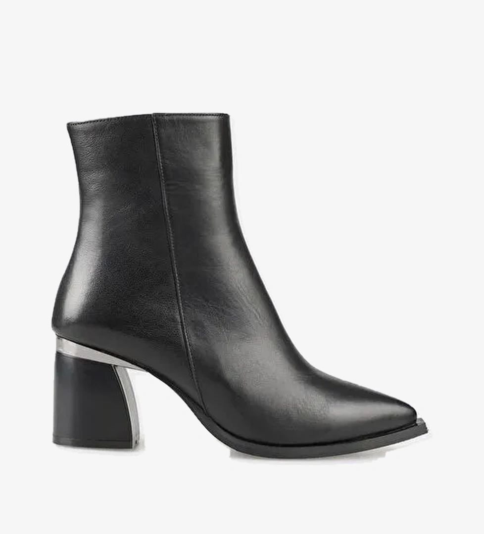 Siyah Deri Kadın Klasik Bot - Görsel 1