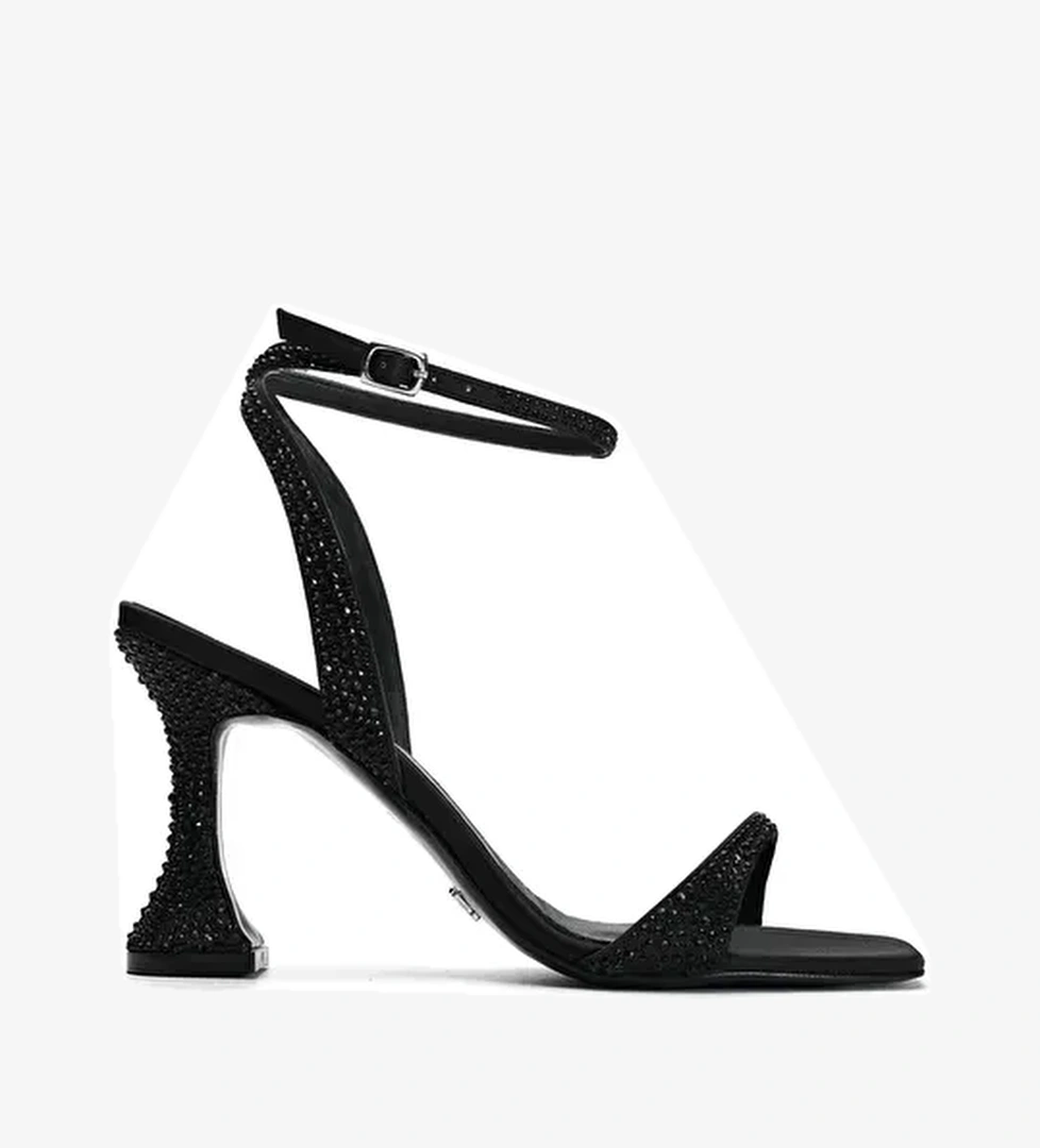 Jabotter Siyah Kadın Saten Topuklu Sandalet JAB4344 / 268-1K - Görsel 1